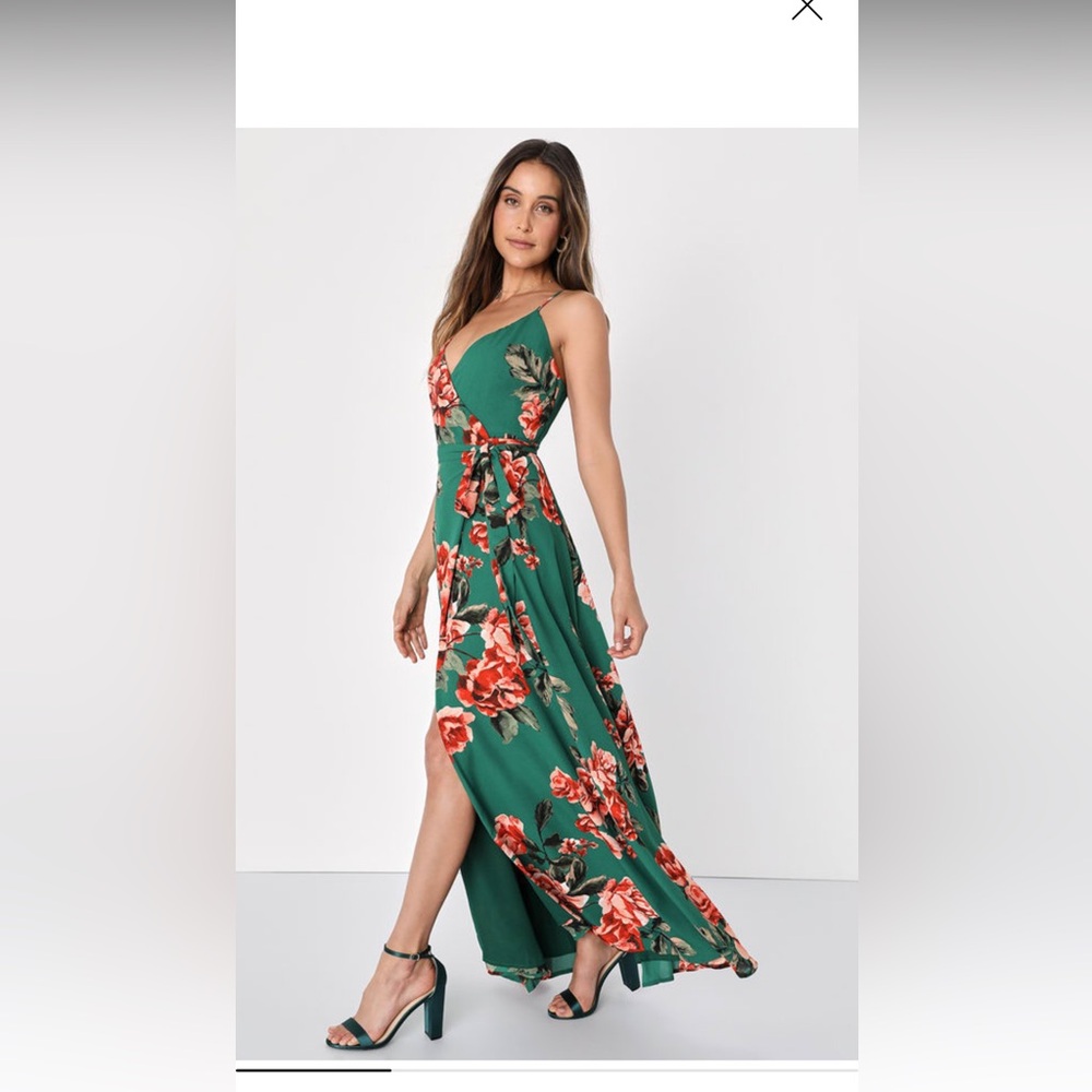 Lulu’s green floral wrap dress